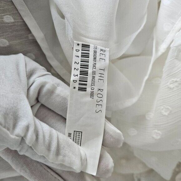 Free the Roses White Ruffle Lace Midi Dress – Anthropologie Size L - Picture 13 of 15